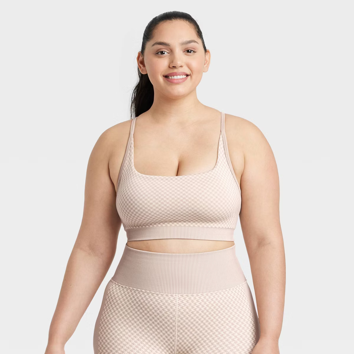 Women's Seamless Light Support Houndtooth Jacquard Sports Bra - All In Motion™ | Target