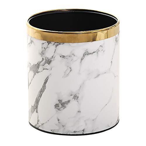 PU Leather Marble Texture Trash Cans Waste Paper Basket, Storage Bin for Bathroom, Living Room, O... | Amazon (US)