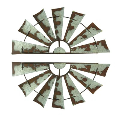 Weathered Metal Half Windmill Wall DÃ©cor Gracie Oaks | Wayfair North America