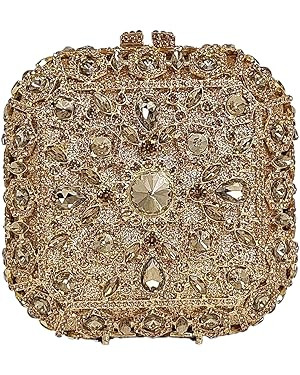 Octagonal Box Evening Bag Cute Crystal Clutch Glitter Women Rhinestone Handbags Party Purses Wedd... | Amazon (US)