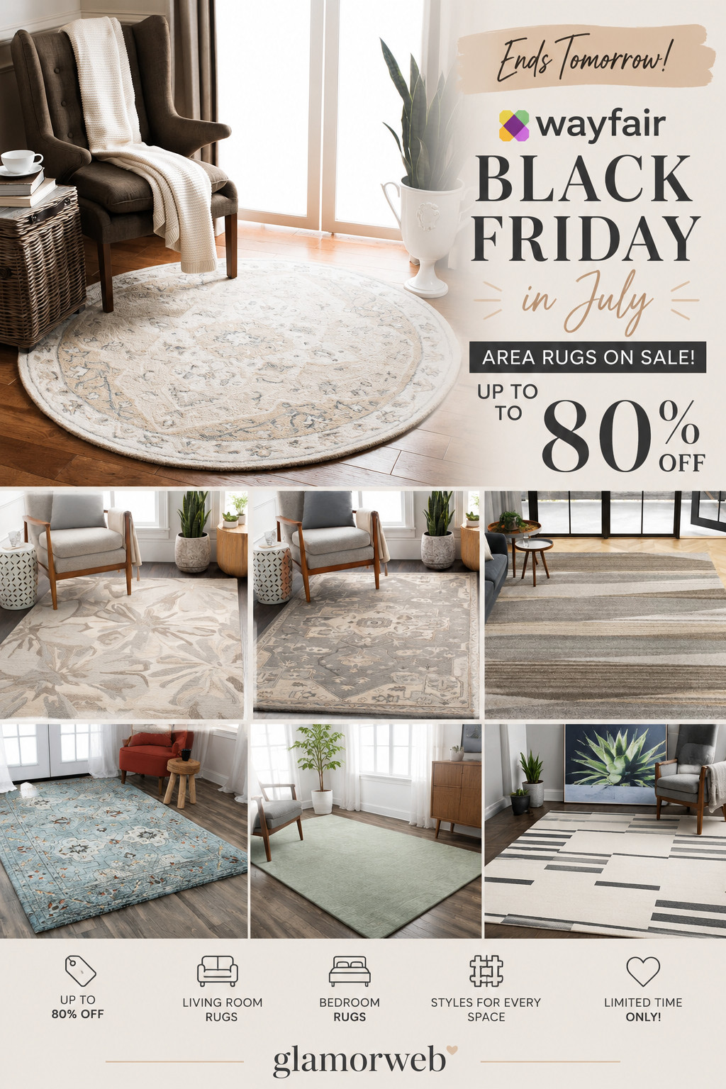 POV: you finally found the perfect rug… and it’s on MAJOR sale 😍 Wayfair’s Black Friday in July ends TOMORROW and rugs are up to 80% off.

From cozy bedroom rugs that feel like a dream under your feet to stylish living room rugs that pull everything together, this sale is literally a home decor dream.

I always say—if you don’t know where to start, start with a rug. It sets the tone for your entire space and makes decorating so much easier.

Run before it’s gone 🏃‍♀️

#WayfairFinds #RugSaleAlert #BlackFridayInJuly #HomeDecorDeals #LivingRoomUpgrade #BedroomUpgrade #LTKHomeInspo #CozyDecor #NeutralHomeStyle #InteriorDesignIdeas #HomeMakeover #DecorFinds #SaleAlert 

 #LTKSeasonal #LTKHome #LTKSaleAlert