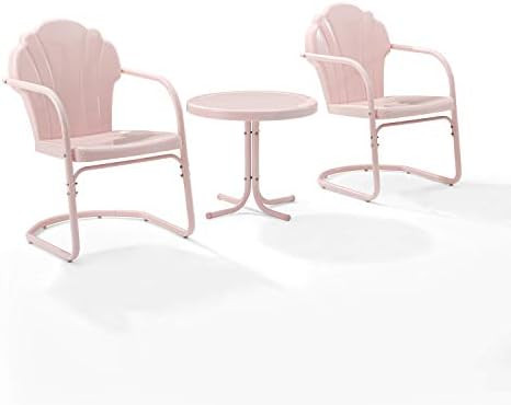 Crosley Furniture KO10011PI Tulip Retro Metal 3-Piece Seating Set (2 Chairs and Side Table), Pink | Amazon (US)