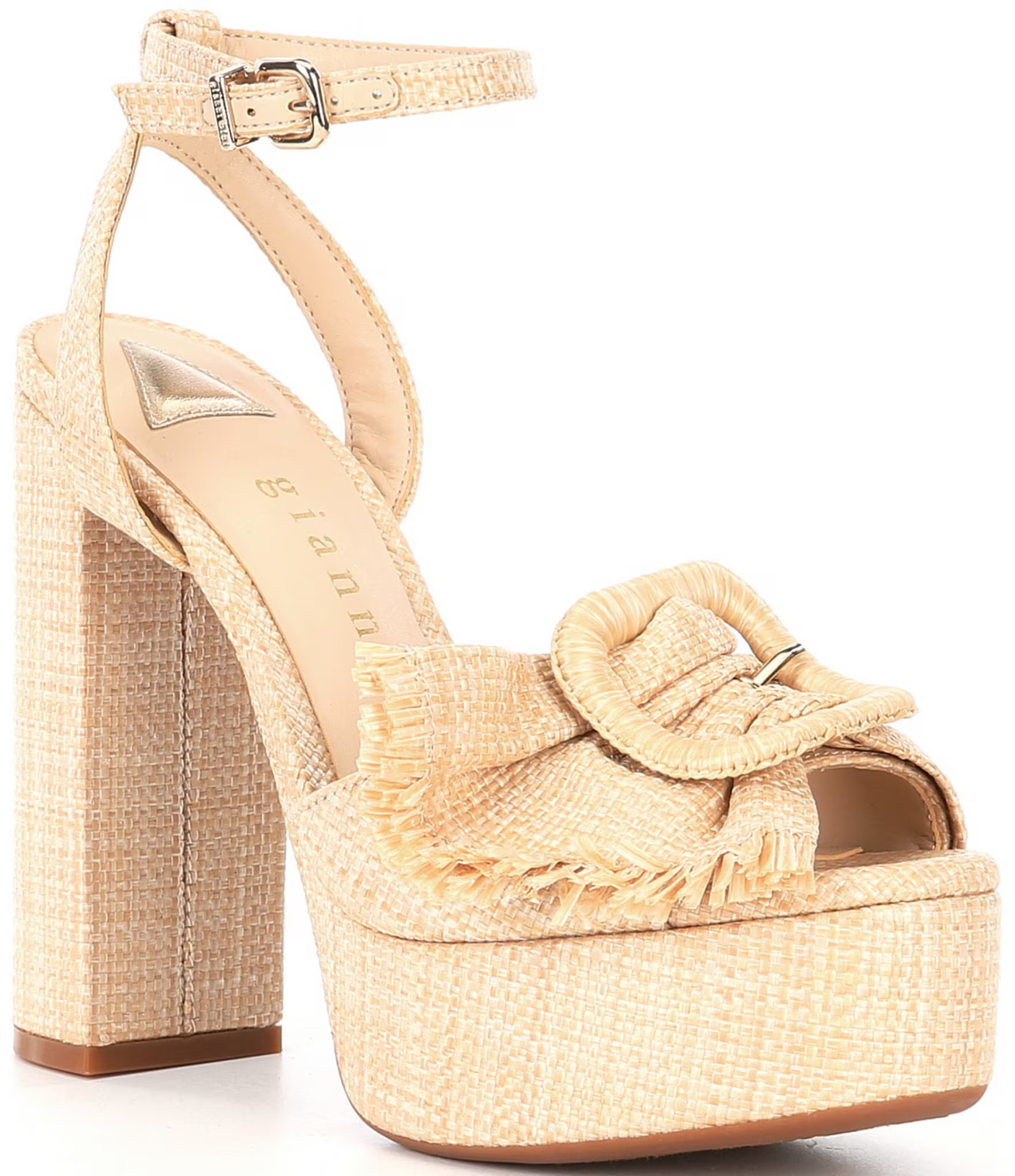 Tobias Raffia Mismatched Buckle Platform Dress Sandals | Dillard's