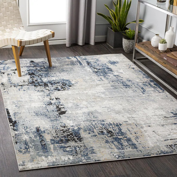 Cosey Power Loom Navy/Gray Rug | Wayfair Professional
