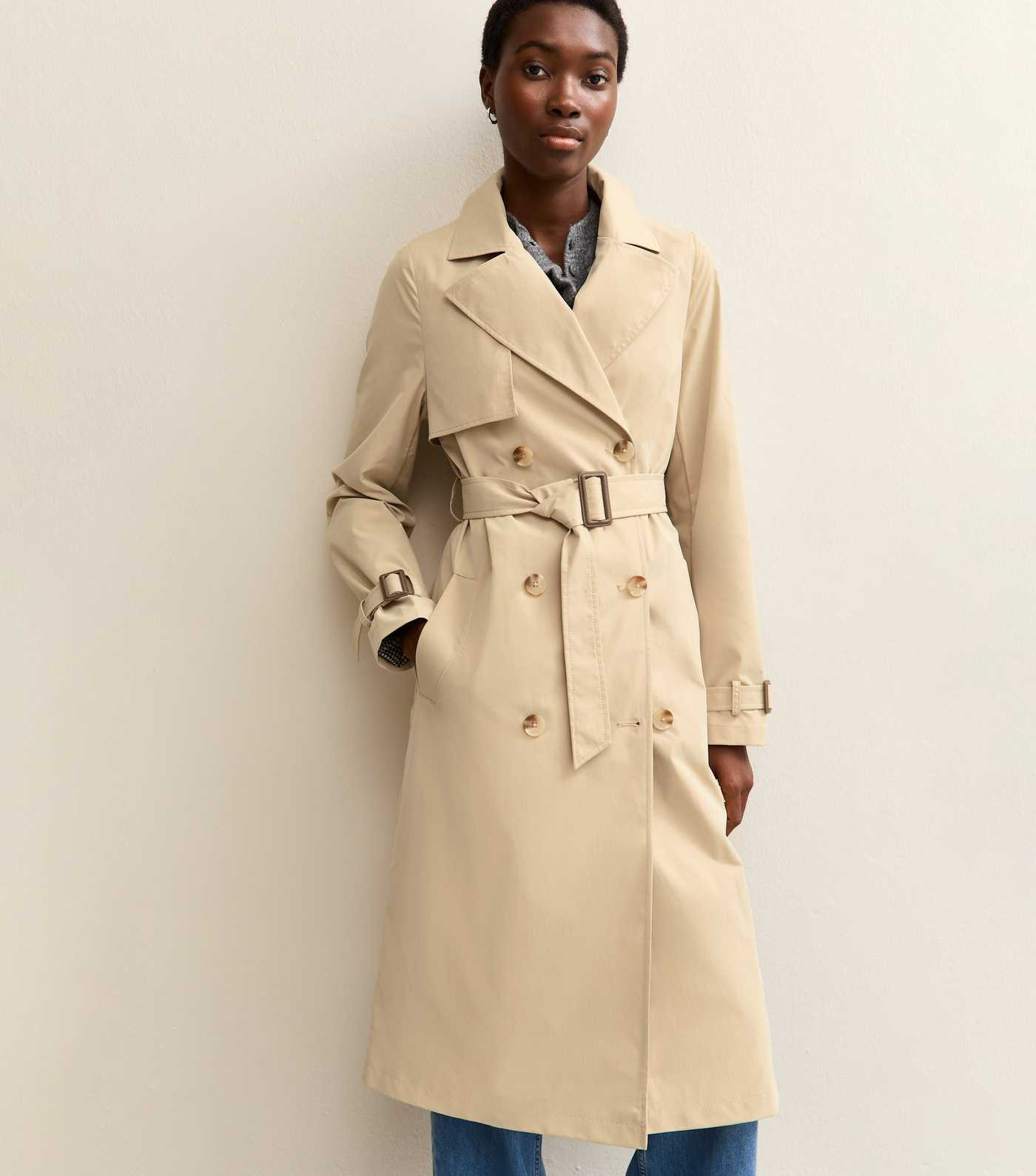 Tall Stone Double Breasted Mac Trench Coat | New Look | New Look (UK)
