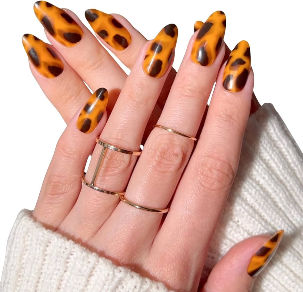 PaintLab Press-On Nails Manicure Kit, Tortie - Almond, 24-Piece Set, Long-Lasting Fake Nails with... | Amazon (US)