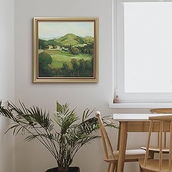 ArtbyHannah Vintage Framed Canvas Wall Art 16x16 inch Landscape Wall Art Decor for Living Room Vi... | Amazon (US)