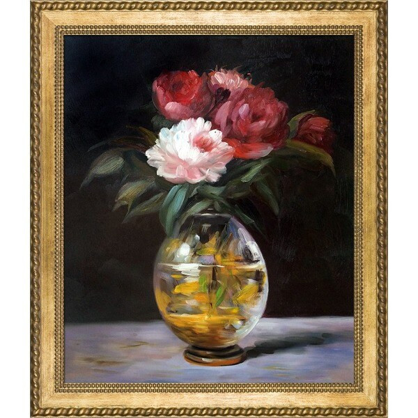 Edouard Manet 'Bouquet of Flowers' Hand Painted Framed Canvas Art | Bed Bath & Beyond