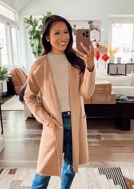 Winter outfit with cashmere swear in size XS paired with my favorite cardigan blazer that is on sale for 30% off with code GOSHOP! Wearing size XXS 8’ the cardigan because it runs larger  

#LTKsalealert #LTKSeasonal #LTKstyletip