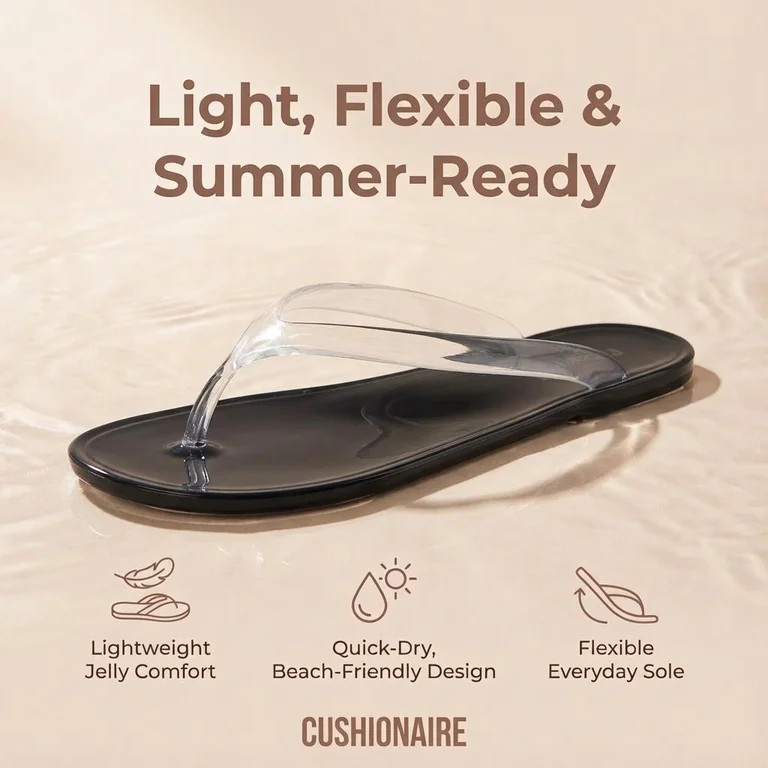 Cushionaire Splash Jelly Flip Flops for Women With Flexible Sole, Soft Footbed Summer Sandals for... | Walmart (US)