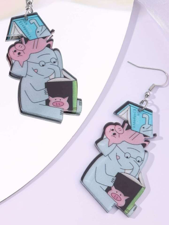 1pair Cute Multi-color Elephant Dangle Earrings For Women For Daily Decoration | SHEIN