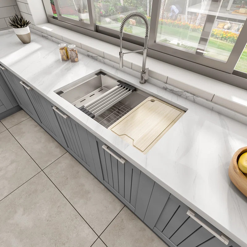 KSS0001S-OLW Sinber 19.06'' W Single Bowl Stainless Steel Undermount Kitchen Sink with 1 Faucet H... | Wayfair North America