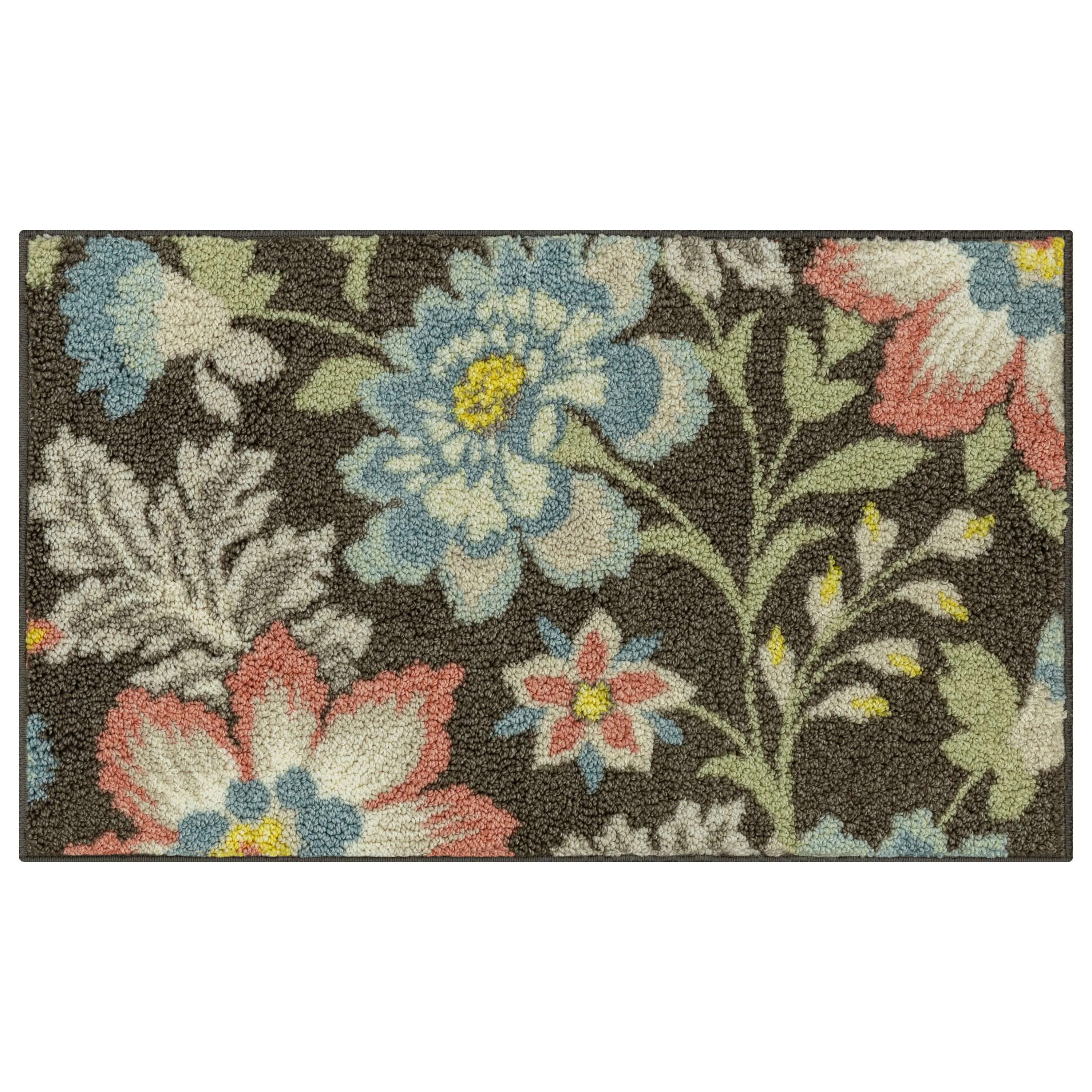 Mainstays Farmhouse Oversized Floral Gray Multicolor Indoor Accent Rug, 1'8"x2'10" | Walmart (US)