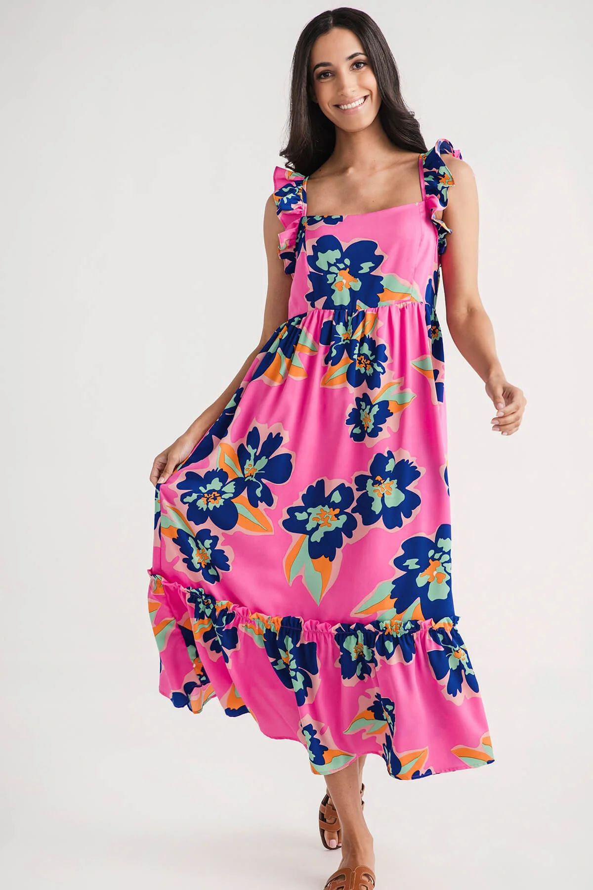 Eesome Floral Print Midi Dress | Social Threads