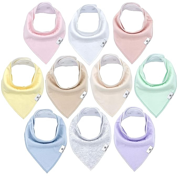 Diaper Squad 100% Organic Cotton Pastel 10-Pack Baby Drool Bandana Bibs Solid Colors for Boys and... | Amazon (US)