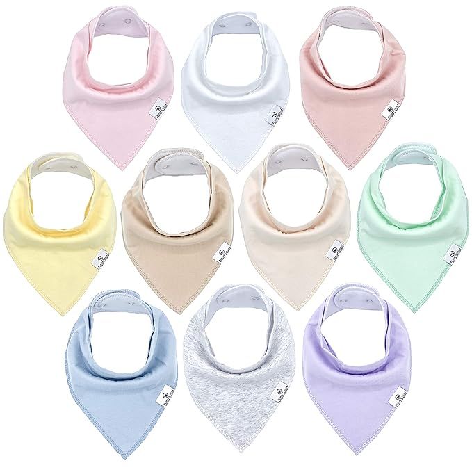 Diaper Squad 100% Organic Cotton Pastel 10-Pack Baby Drool Bandana Bibs Solid Colors for Boys and... | Amazon (US)