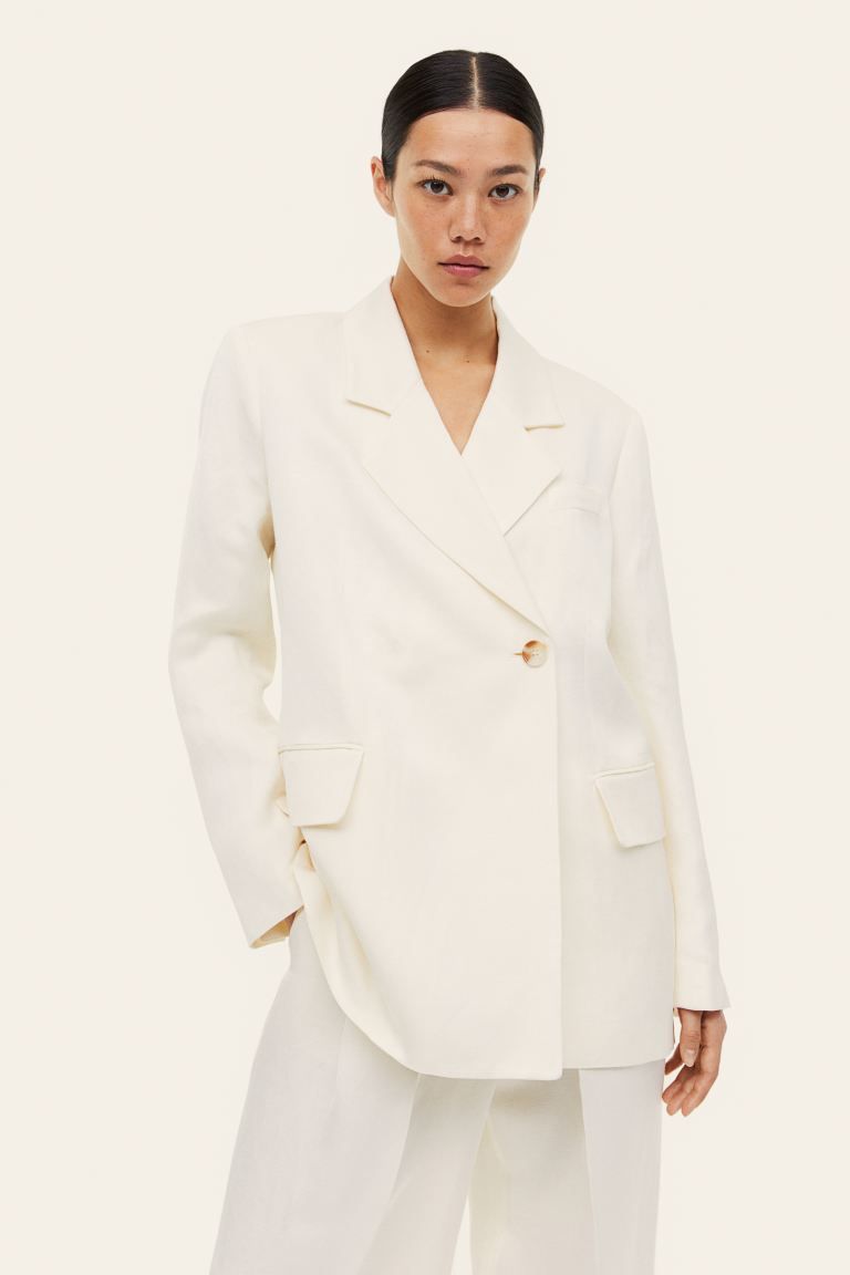 Double-breasted Linen-blend Jacket | H&M (US)