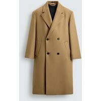 Zara - Wool Blend Double-Breasted Coat - Camel - M - Man | Zara UK