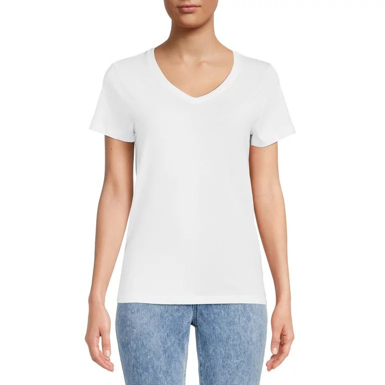 Time and Tru Women's Cotton V-Neck T-Shirt | Walmart (US)