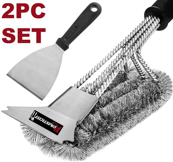 ROMANTICIST 2pc Heavy duty Grill Brush Set with 18” BBQ Brush and Grill Scraper - Best Mix and ... | Amazon (US)