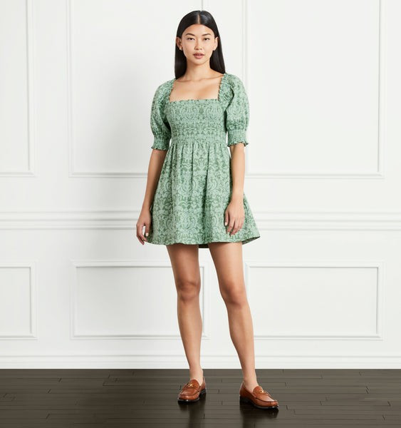 The Athena Nap Dress - Green Jacquard | Hill House Home