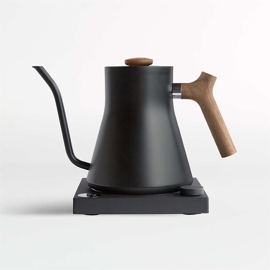 Fellow Stagg EKG Matte White Electric Kettle with Walnut Handle | Crate & Barrel | Crate & Barrel