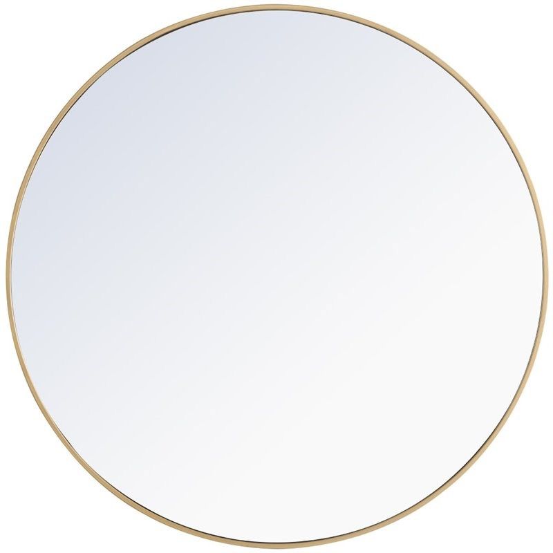 Elegant Decor Eternity 42" Round Contemporary Metal Frame Mirror in Brass | Homesquare