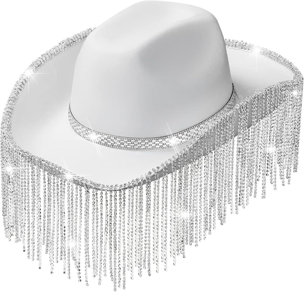 Rhinestone Cowgirl Hat Bling Diamond Fringe Cowboy Hat Western Hat Glitter Cowboy Hat for Men Wom... | Amazon (US)