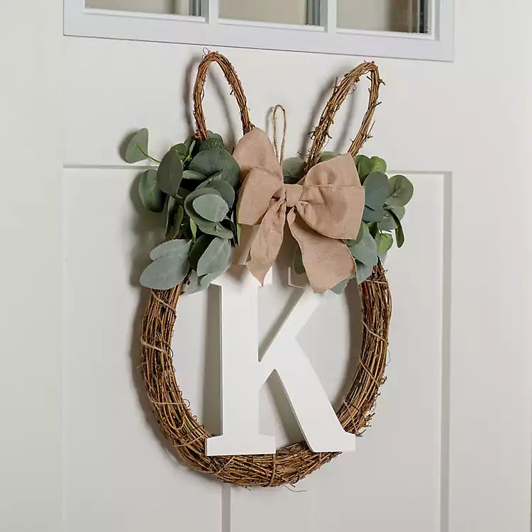 Monogram K Bunny Ear Wreath | Kirkland's Home