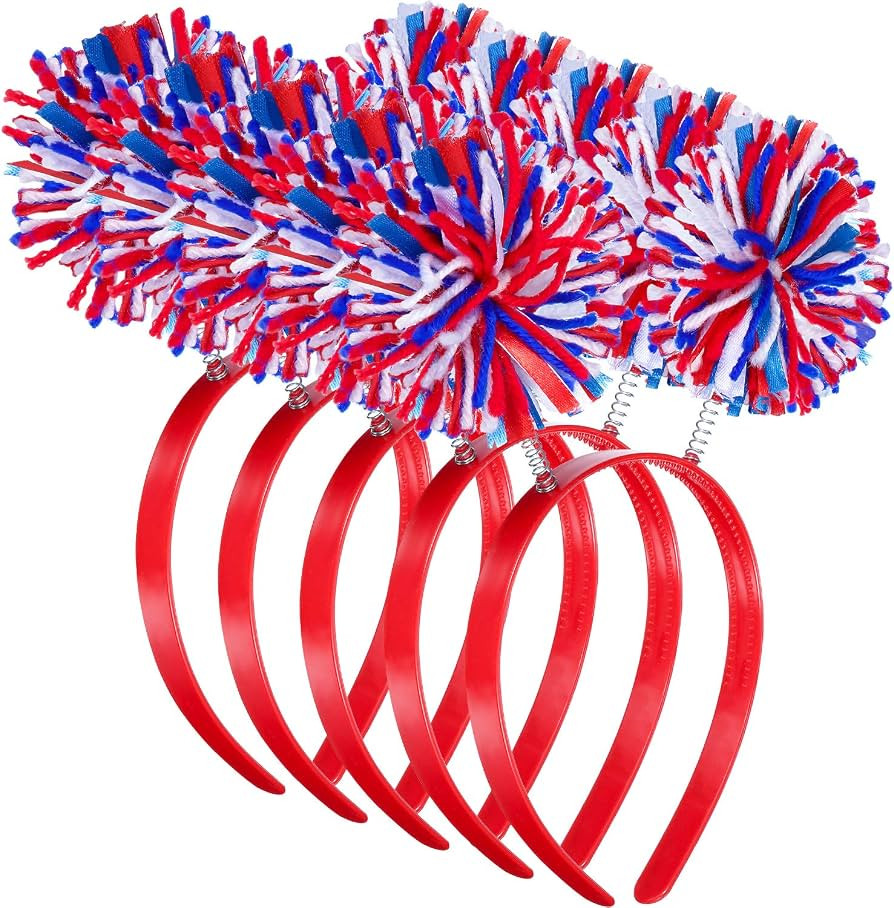 5 Pieces 4th of July Head Bopper Pom Pom Head Bopper Pom Ball Headband for Women Girls Party Acce... | Amazon (US)
