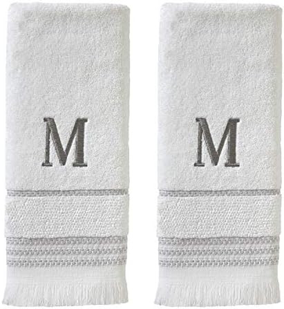 SKL Home Casual Monogram Hand Towel Set, M, 16x26, White 2 Count | Amazon (US)