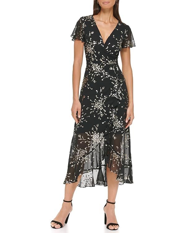 kensie Women's Printed Chiffon Assym Midi Dress | Amazon (US)