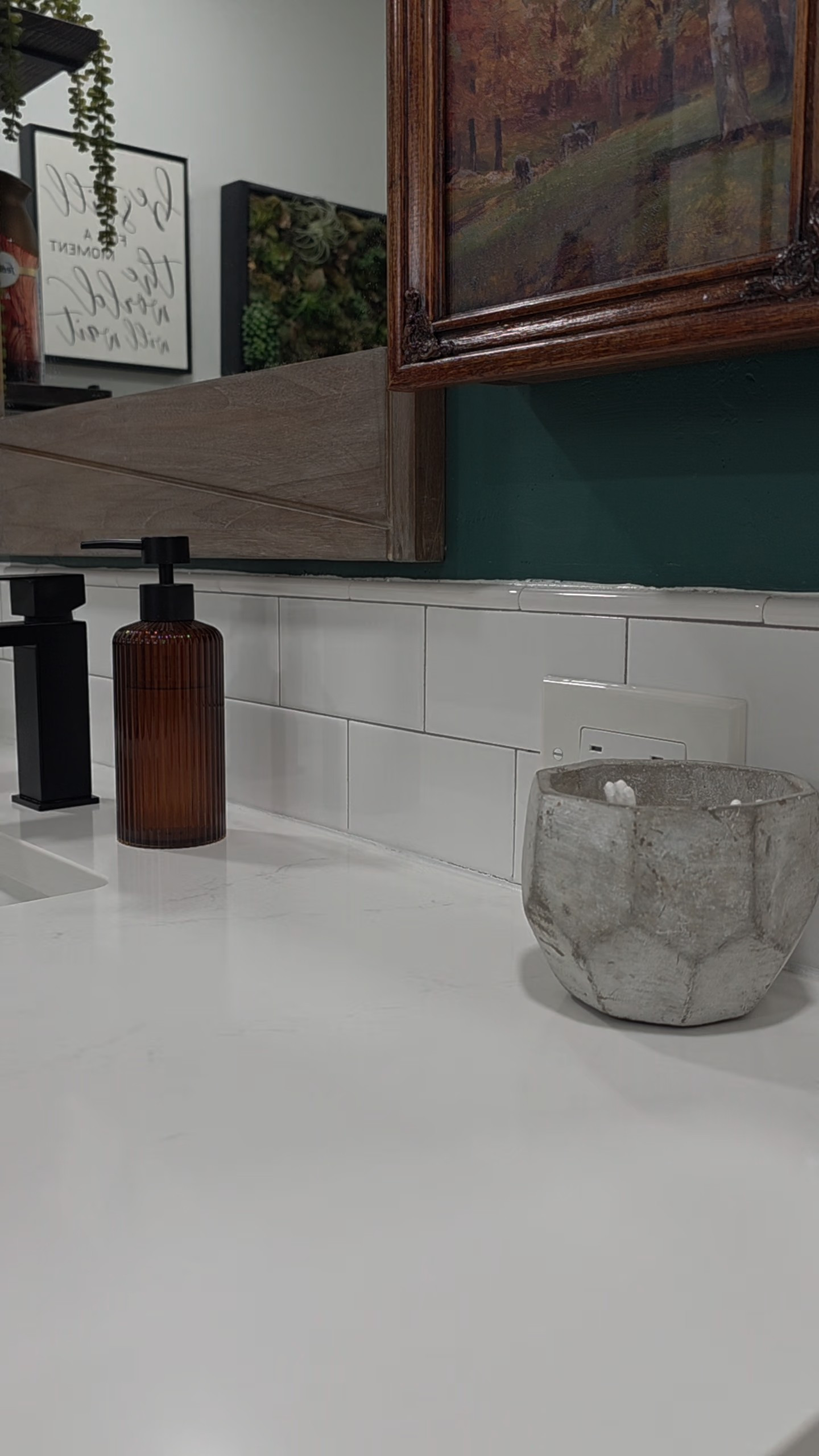 This little small green glass canister made my day. It is perfect for holding cotton balls on my bathroom counter and it makes me happy every single time I use it. #bathroom  

 #LTKHome
