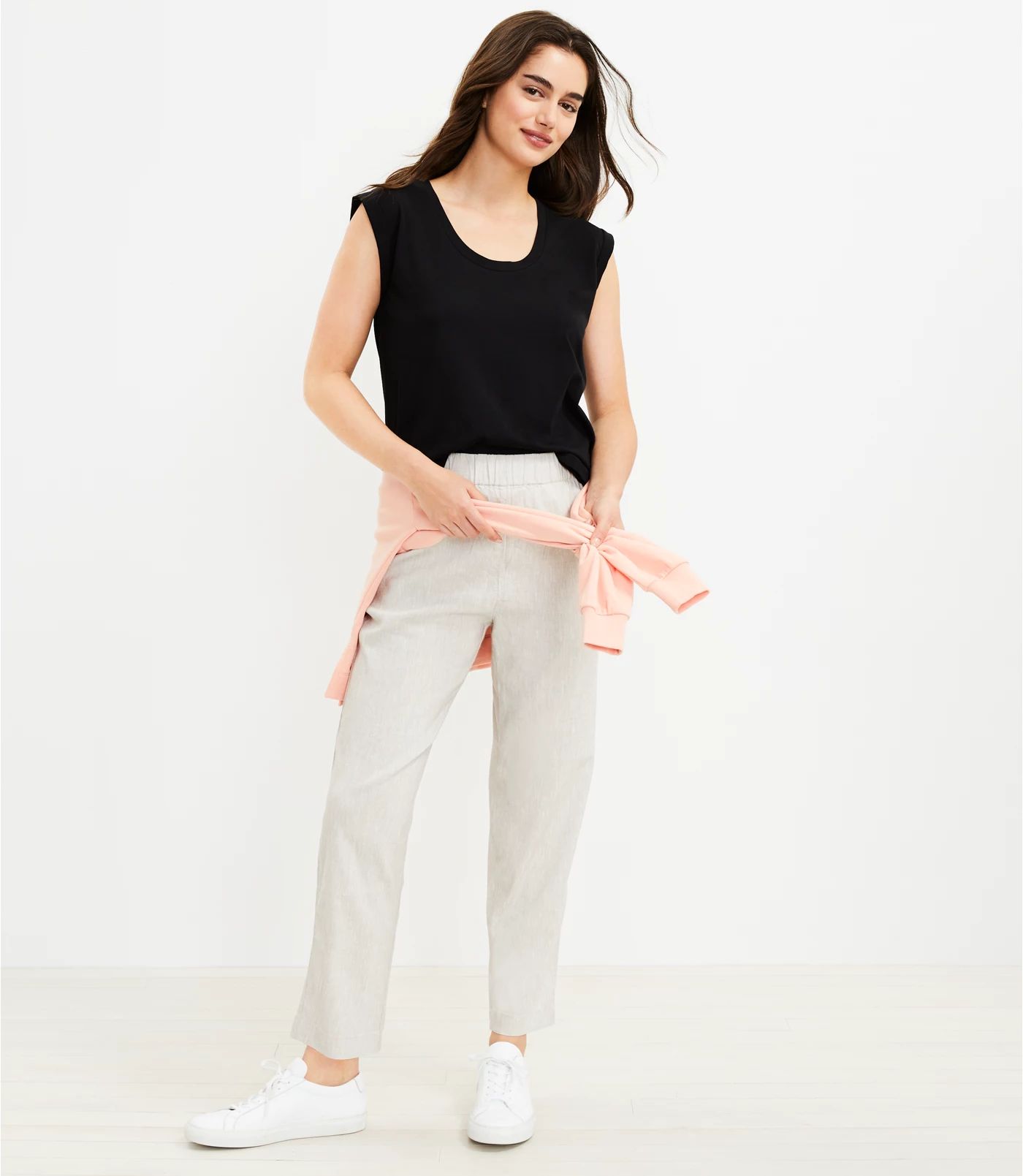 Lou & Grey Crosshatch Softstretch Linen Pants | LOFT | LOFT