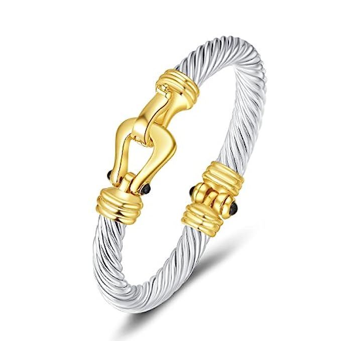 UNY Fashion Designer Brand Inspired Jewelry Horse Shoe Cable Wire Vintage Bangle Bracelet Beautiful  | Amazon (US)