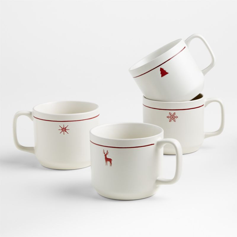 Hudson Holiday Mugs, Gift Set of 4 | Crate & Barrel | Crate & Barrel