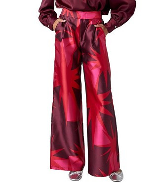 Cora Faille Abstract Print High Rise Flat Front Wide Leg Full Length Trouser | Dillard's