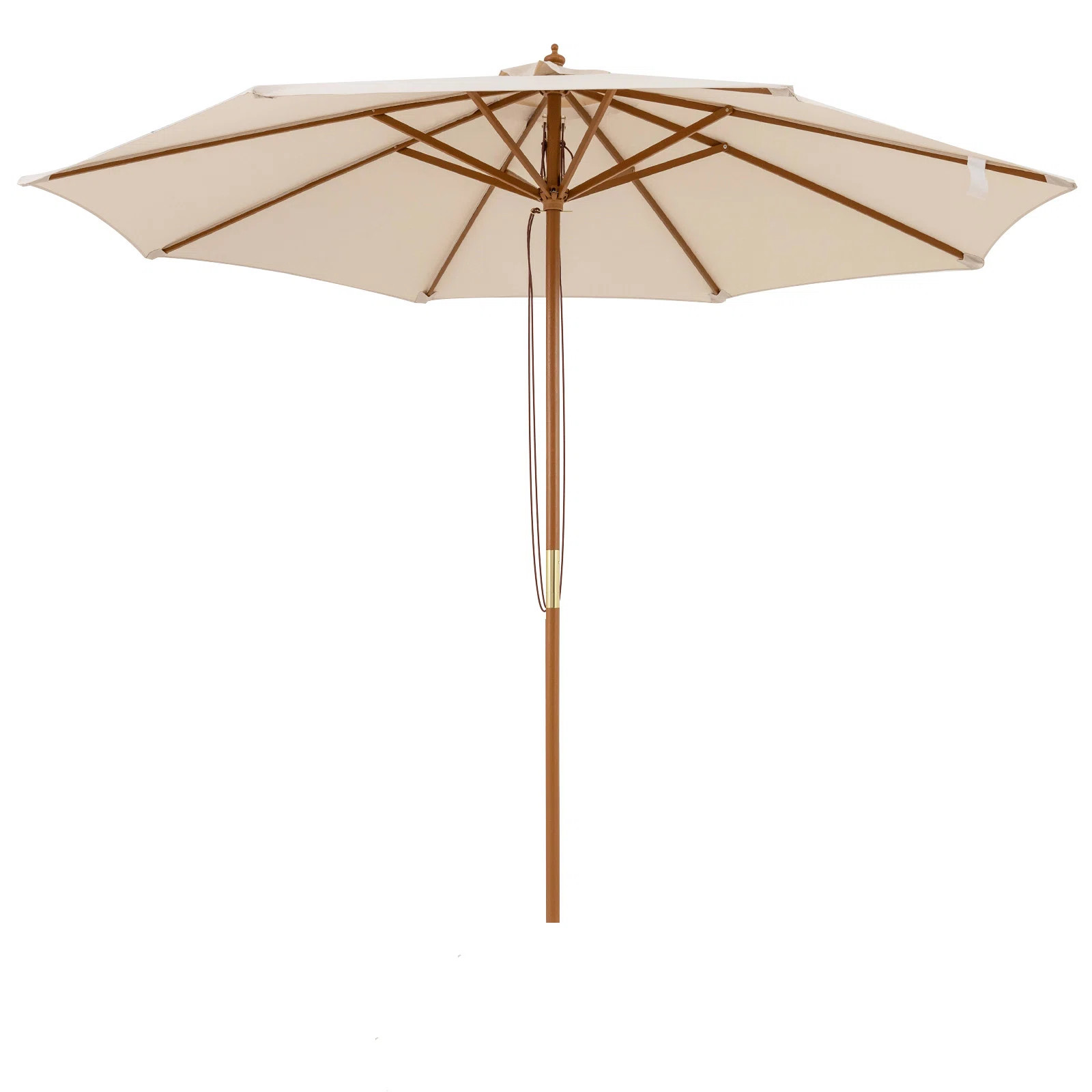 9 Ft. Outdoor Market Patio Umbrella With 8 Bamboo Ribs For Table Use, Beige | Wayfair North America