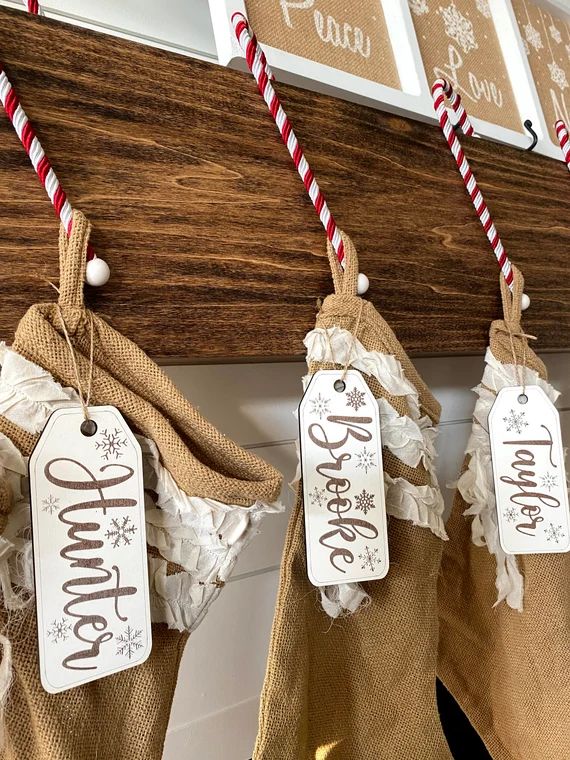 Stocking Tags (white) with snowflakes | Etsy (US)