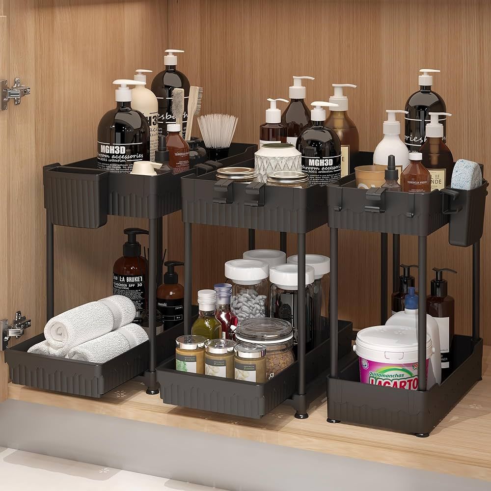 Sevenblue Under Sink Organizer, 3 Pack, 2-Tier with Sliding Drawer, Multi-Use Kitchen Organizers ... | Amazon (US)