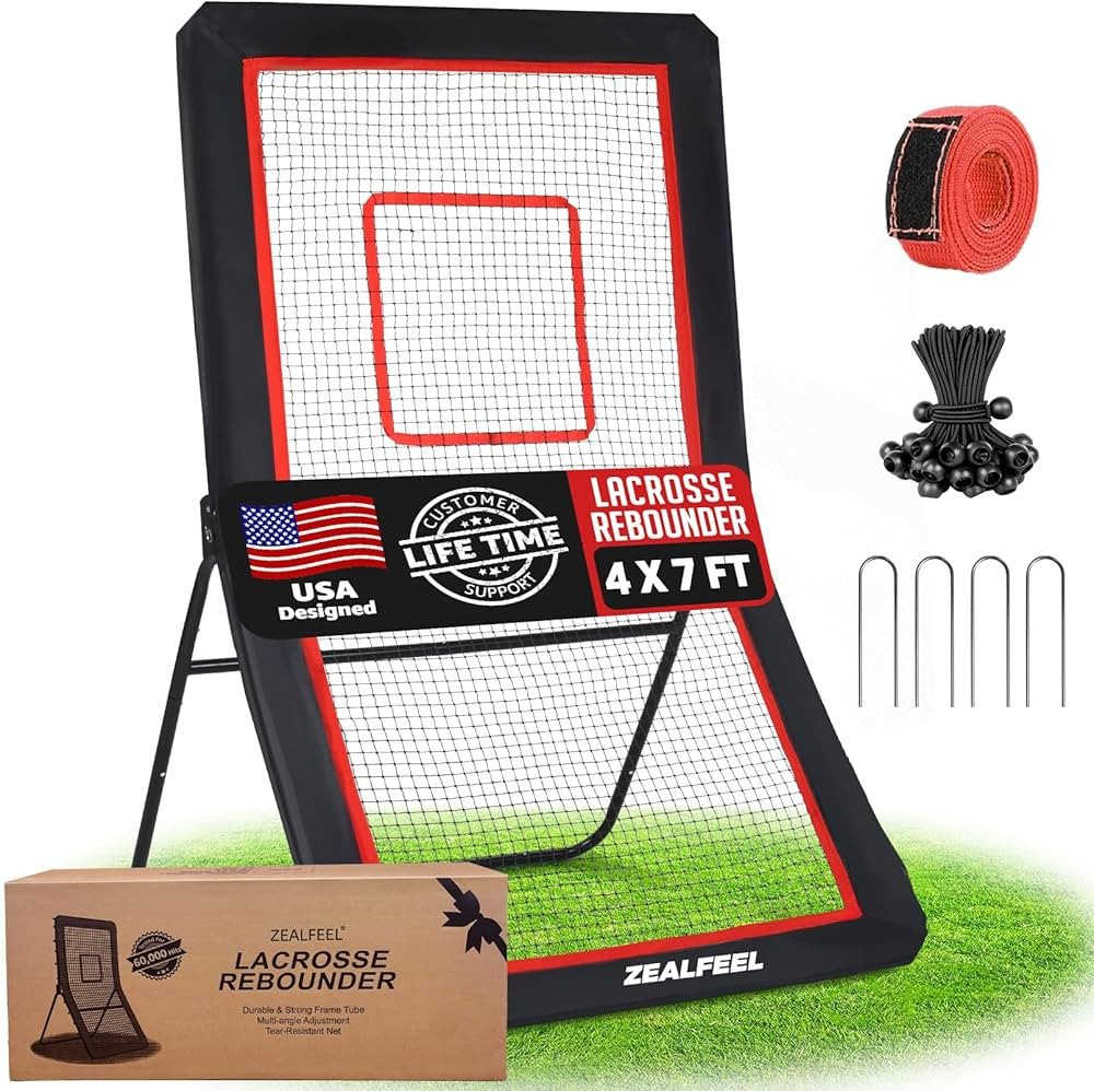 ZEALFEEL Lacrosse Rebounder, 4x7FT/4x6FT Volleyball Rebounder for Backyard with 5 Rebound Angles,... | Amazon (US)