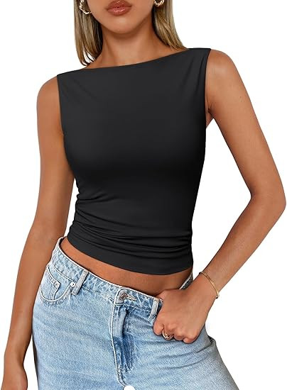 Trendy Queen Women Going Out Casual Tank Tops Spring Summer Basic Cute 2025 Sleeveless Shirt Y2K ... | Amazon (US)