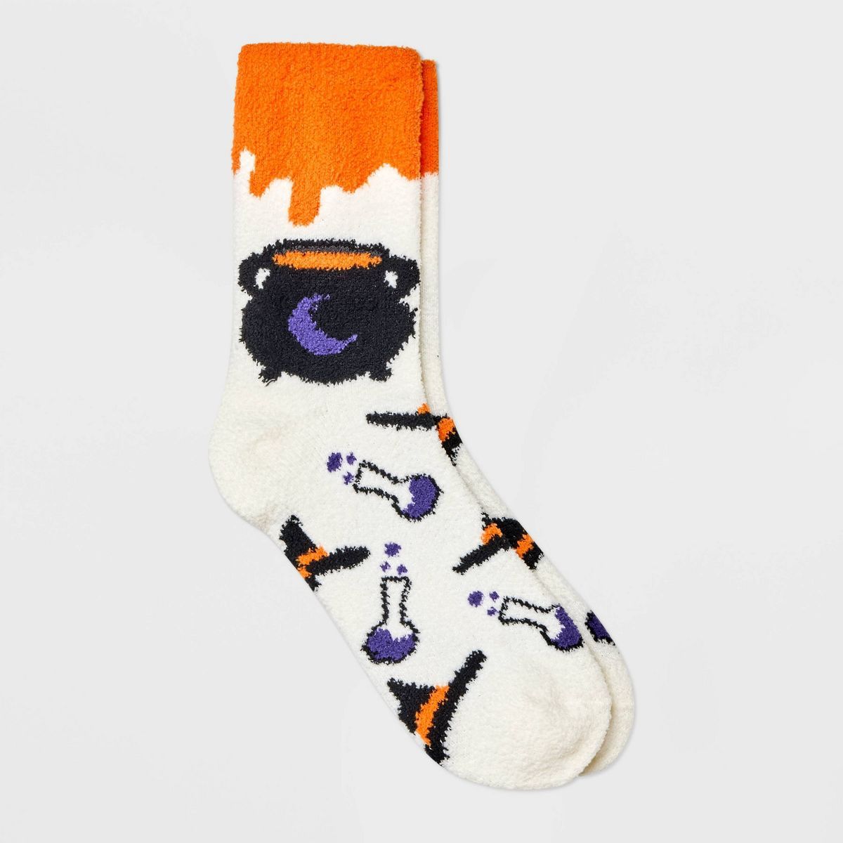 Women's Magic Spell Halloween Cozy Crew Socks - Hyde & EEK! Boutique™ Ivory/Orange 4-10 | Target