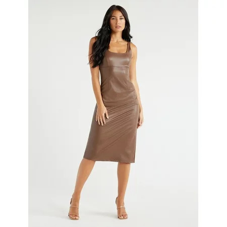 Sofia Jeans Women s and Women s Plus Size Faux Leather Dress Below Knee Length Sizes XS-5X | Walmart (US)