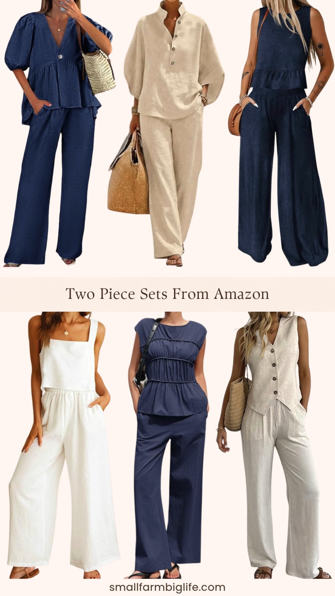 Two piece linen sets are the easiest and most effortless summer outfit and Amazon has so many beautiful styles right now! From breezy wide leg pant sets and peplum babydoll tops to vest and trouser combinations and classic cropped tank and linen pant duos, these are the comfortable and stylish matching sets that look so put together with zero effort. All the beautiful navy and neutral tones perfect for vacation, travel, and everyday summer dressing. Linking everything below! 

 #LTKootd #LTKOver40 #LTKTravel