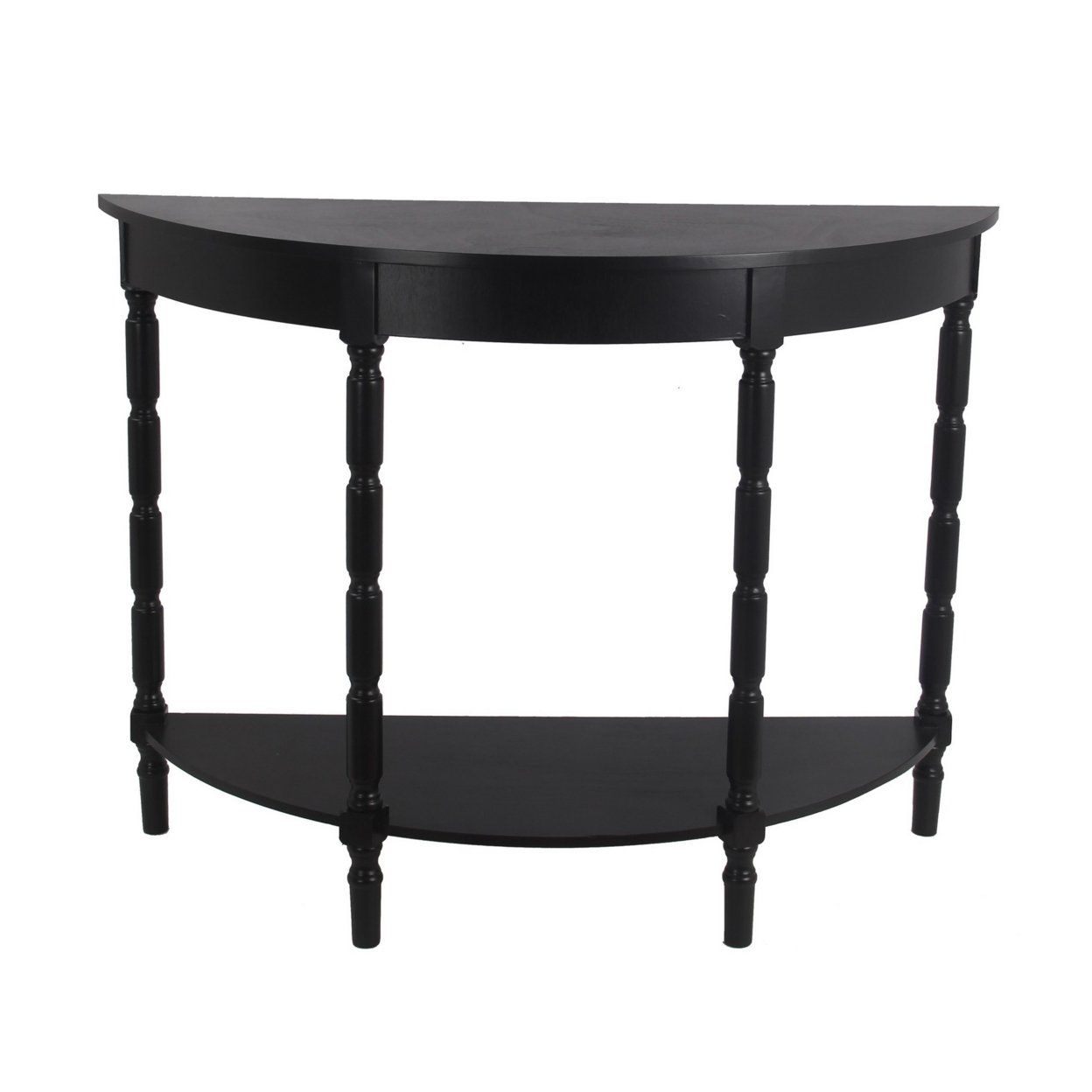 Half Moon Wooden Console Table with Open Shelf and Turned Legs, Gray- Saltoro Sherpi | Walmart (US)