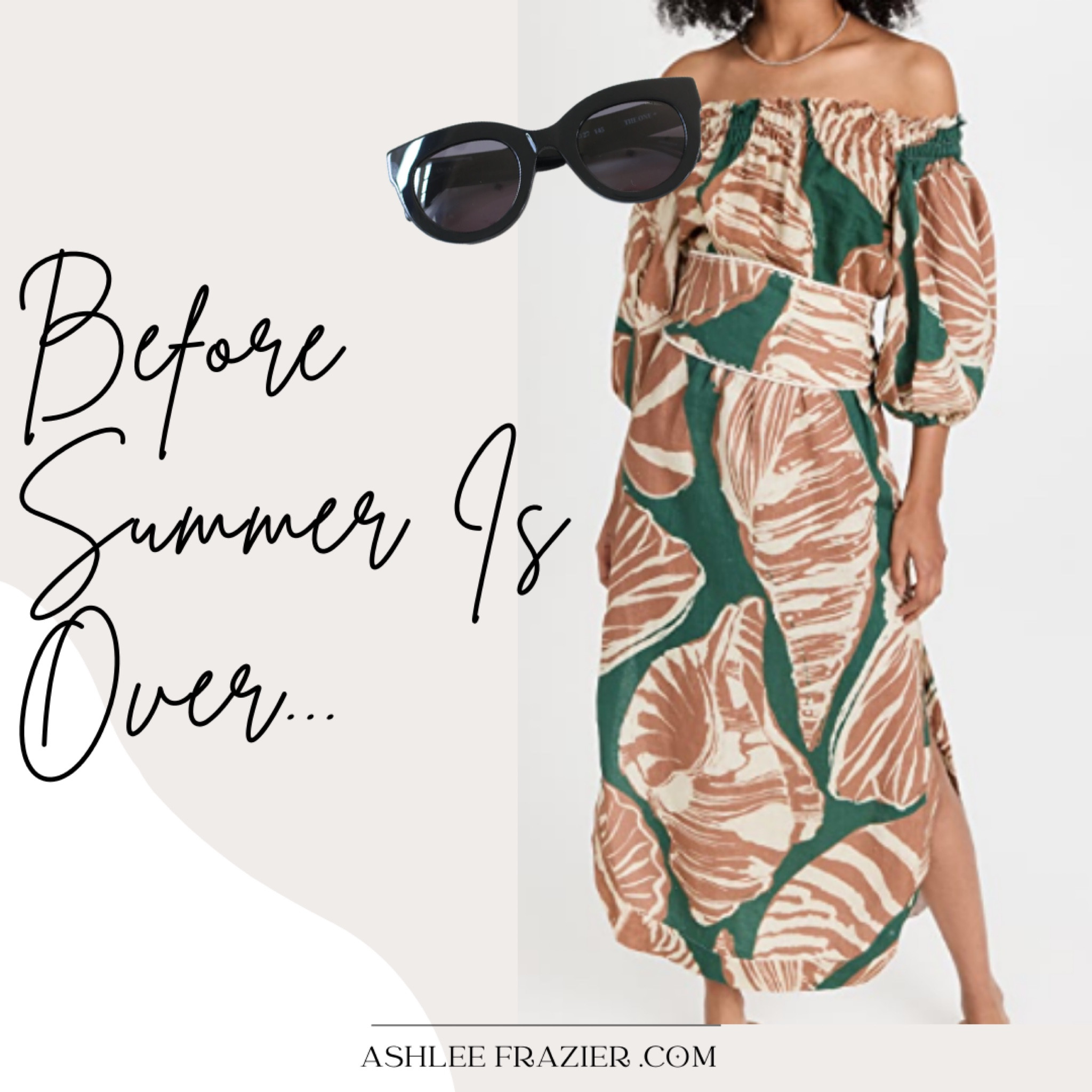 Wearing this outfit before summer is over. I love the statement sunnies with the pattern of the dress! 

#LTKSeasonal #LTKstyletip