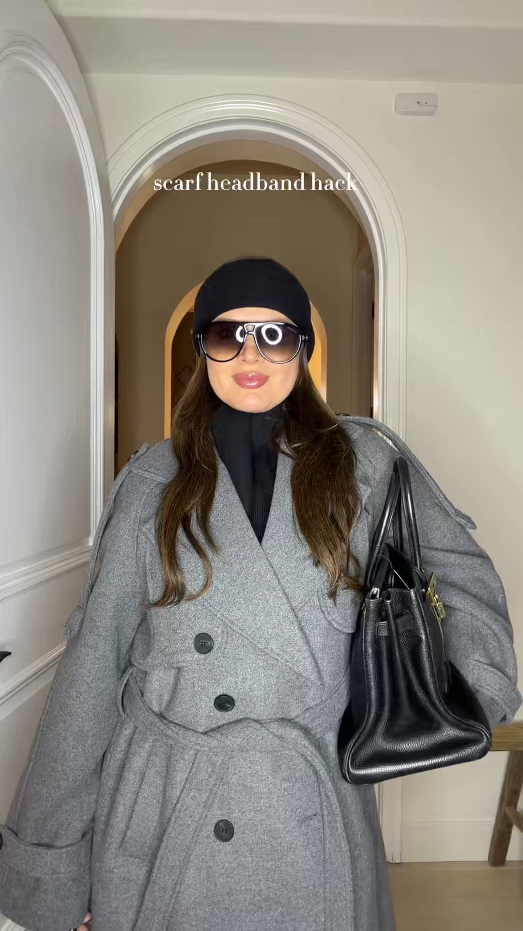 A scarf hack to keep your ears warm 
#scarf 
#scarfhack #headband #winteroutfit #coat #stylehack #styletip #grey #black #howtostyle 

#LTKFindsUnder100 #LTKSeasonal #LTKSaleAlert #LTKgrwm #LTKootd #LTKWorkwear