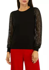 Philosophy Women's Sequin Long Sleeve Crew Neck Sweater | Belk