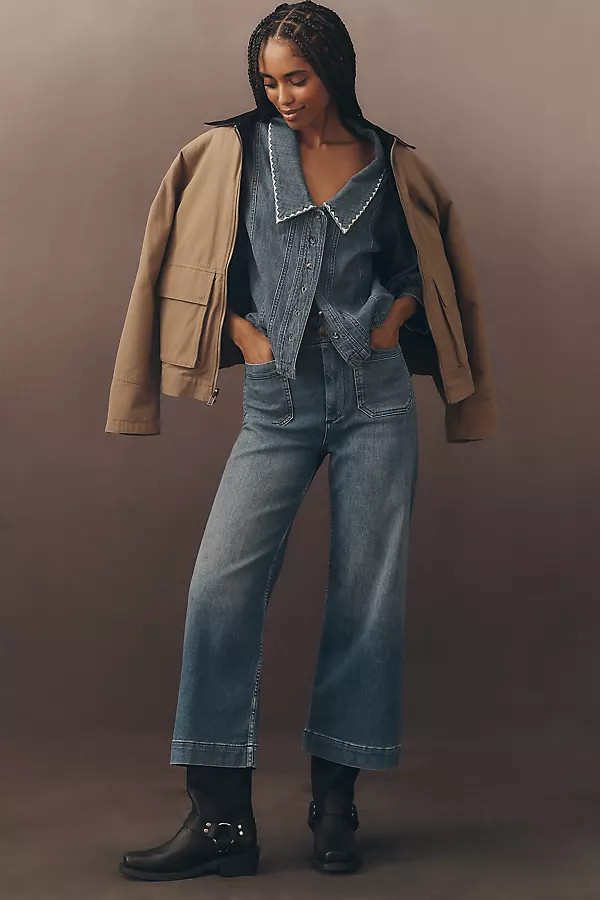 The Colette Crop High-Rise Wide-Leg Jeans by Maeve | Anthropologie (US)